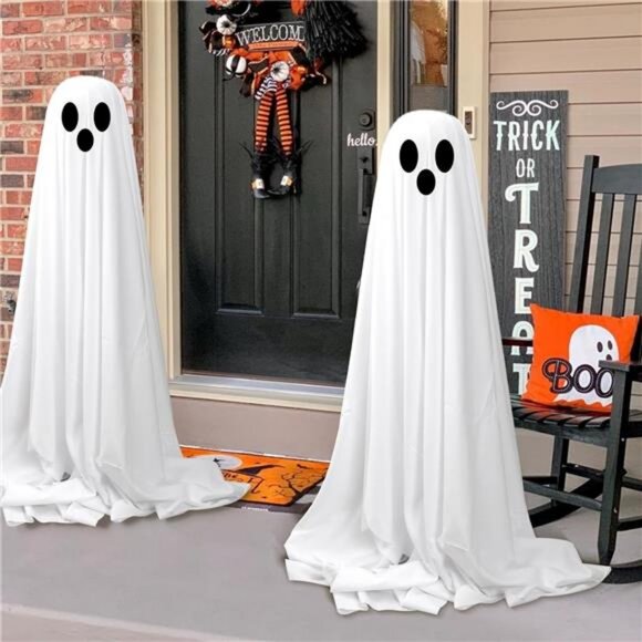 Halloween Decorations Outdoor Indoor-2 Packs Light Up Ghost-Lighted Spooky Ghost - Picture 2 of 7